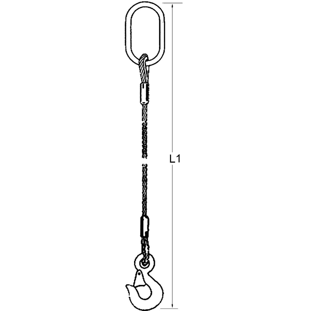 Drahtseilgehänge D 16 mm Haken DIN 7541 1 Str. 1 m