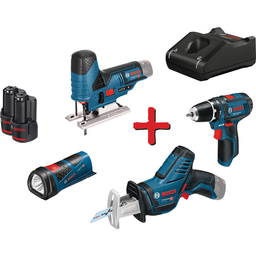 Bosch-Set 2022-5 Profi-Set 12V 4-tlg. GSR + GSA + GST + GLI + 2x 2,0Ah