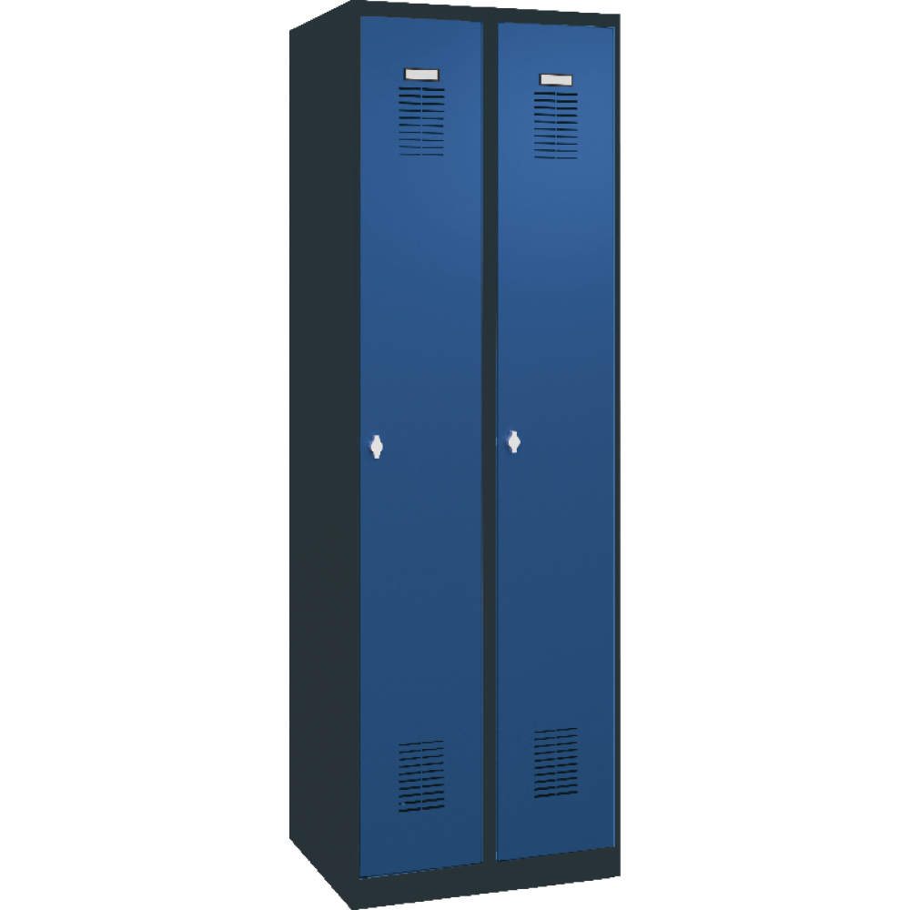 Garderobenschrank FORUM 2 Abteile RAL 7016/5010 Sockel 7035mit Sockel