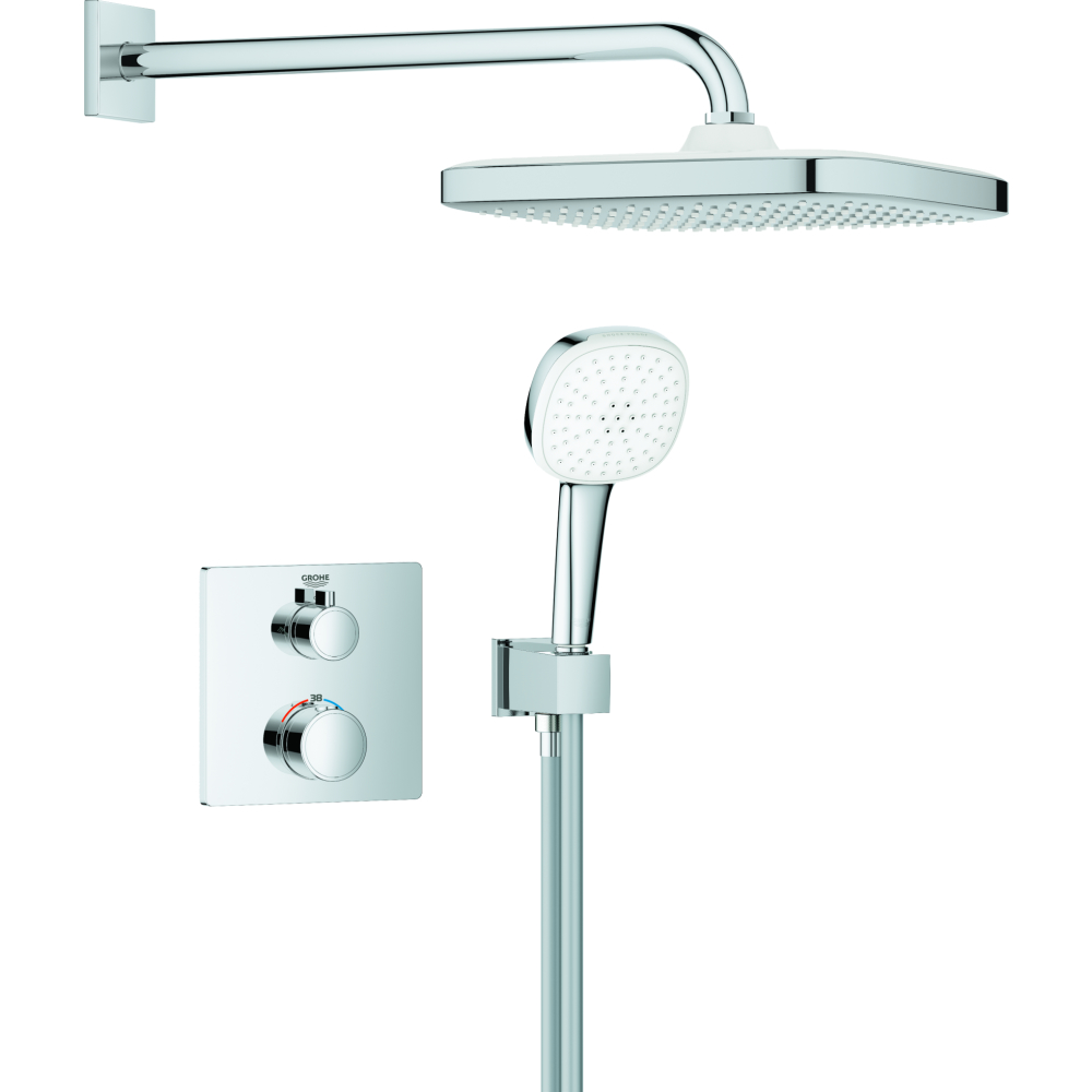 Grohe UP-Duschsystem Grohtherm 103995 eckig 2 ASV für Duschrahmen Mono chrom