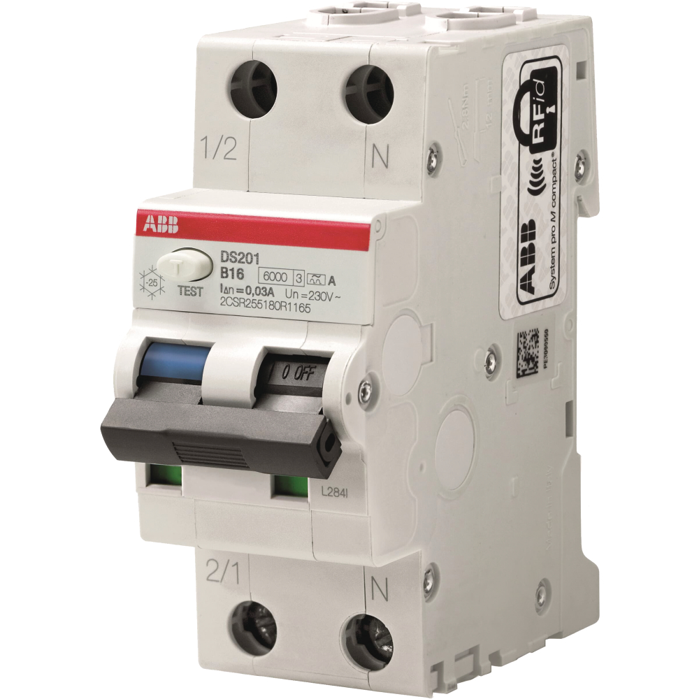 ABB FI/LS-Kombischalter 1P+N Typ A B16/0,03A
