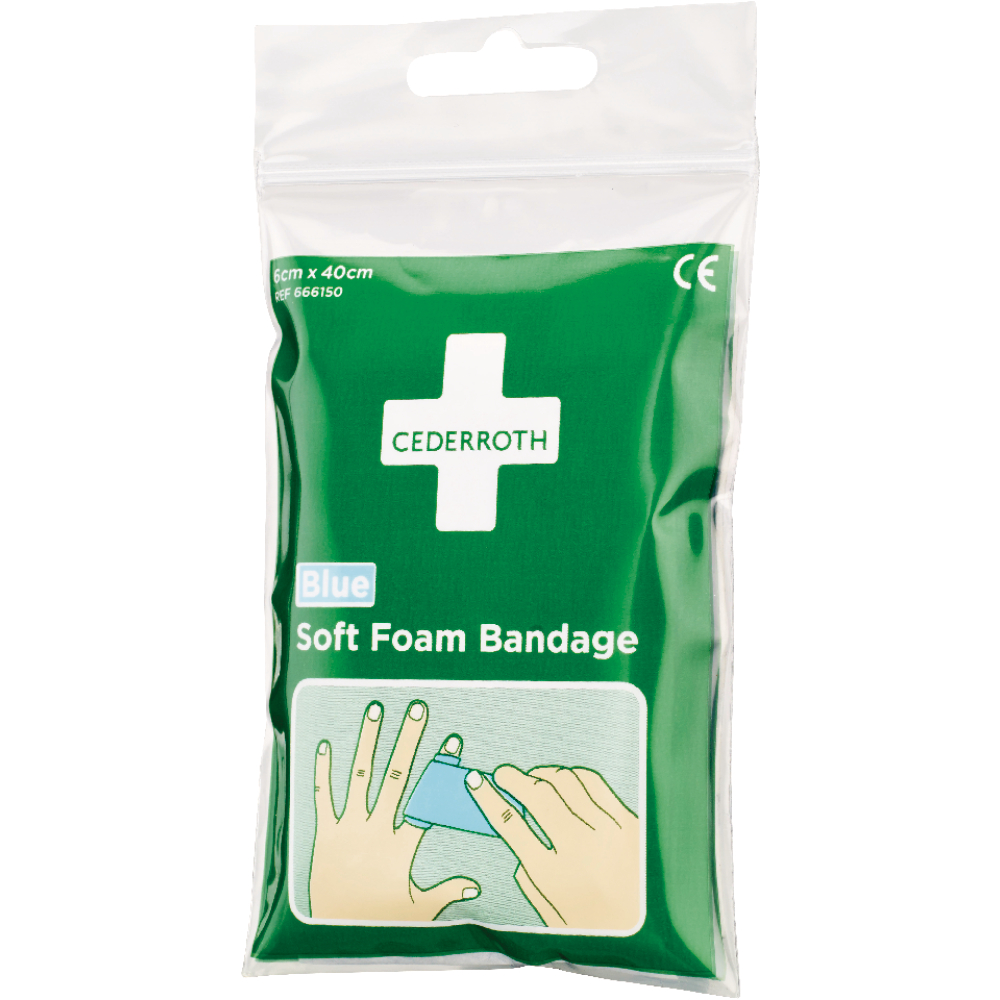 Cederroth Schaumbandage Soft Foam blau 6cm x 2m im Beutel (6 x 40 cm)
