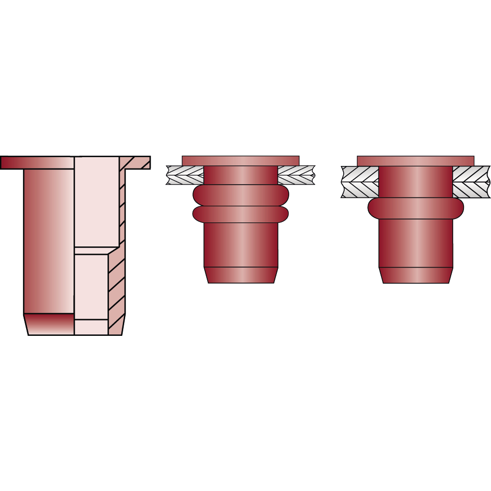 Mehrbereichsblindnietmuttern OPTO® Alu, Flachkopf