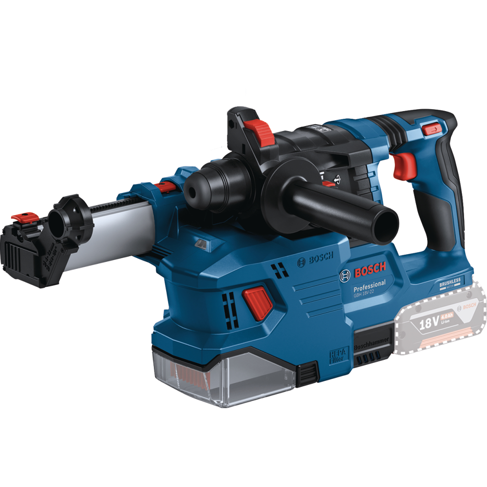 Bosch Akku-Bohrhammer 18V SDS plus c&g GBH 18V-22 1,9J solo + GDE 18V-12