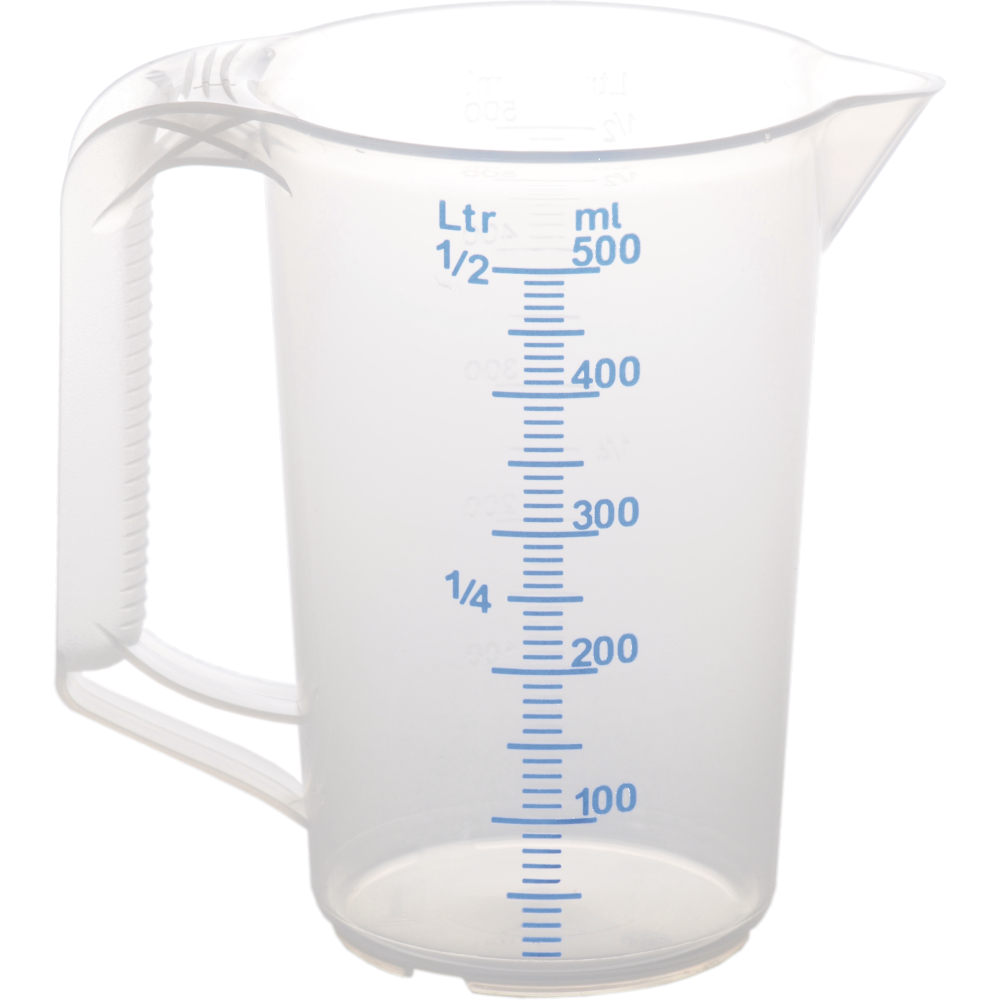 Messkanne 0,5l, PP, geschlossener Griff transparent