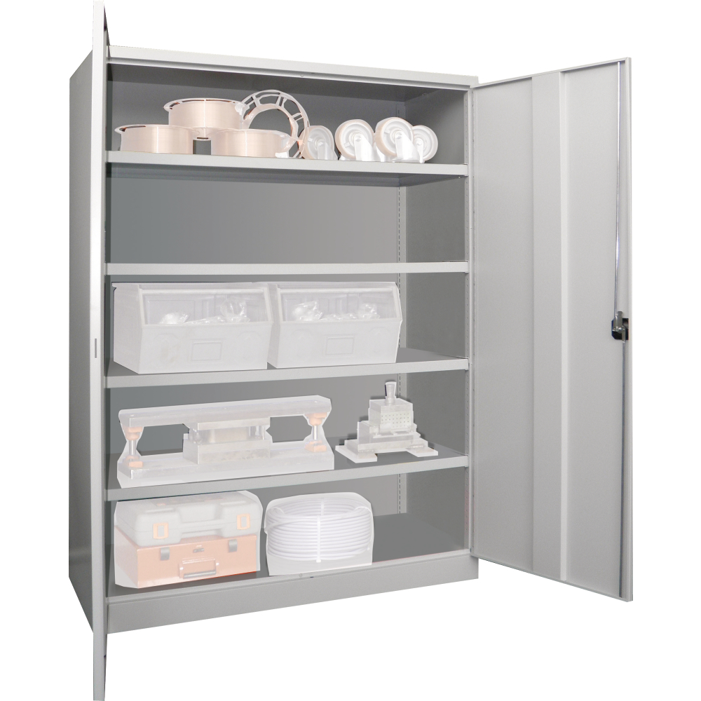 Schwerlastschrank m.Türen H1950xB1470xT630mm 4 Böden RAL 7035