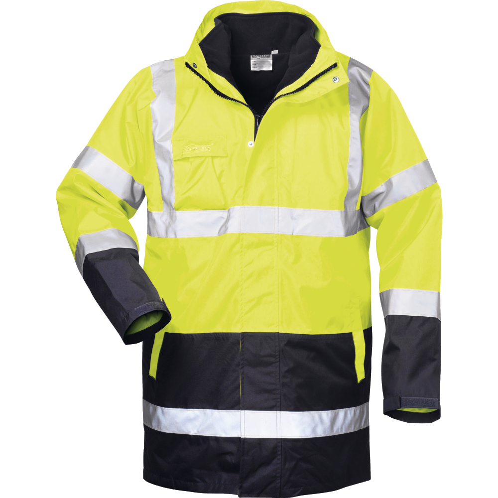 SAFESTYLE® 4-In-1 Warnschutzparka SPENCER fluoreszierend gelb/marine Gr.L
