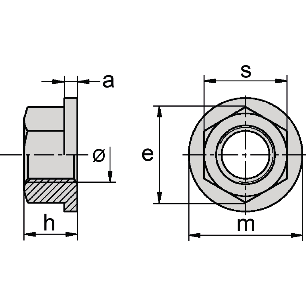Sechskantmuttern mit Bund DIN 6331 A4