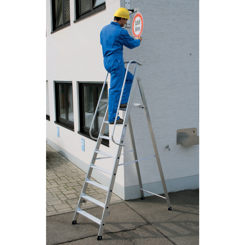 Stufen-Stehleiter alu 10 Stufen mit Plattform