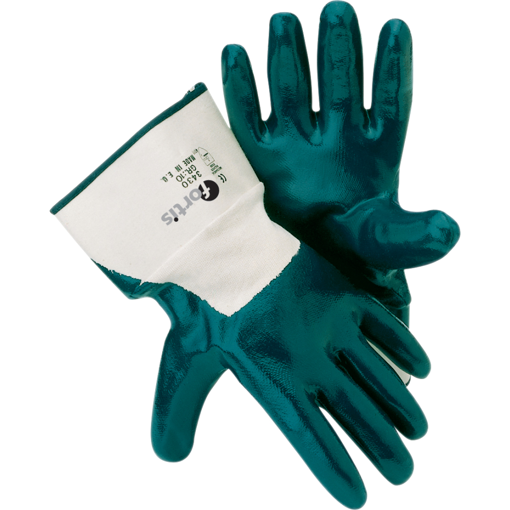 FORTIS Nitrilhandschuh Mechanic blue mit Stulpe blau Gr.10
