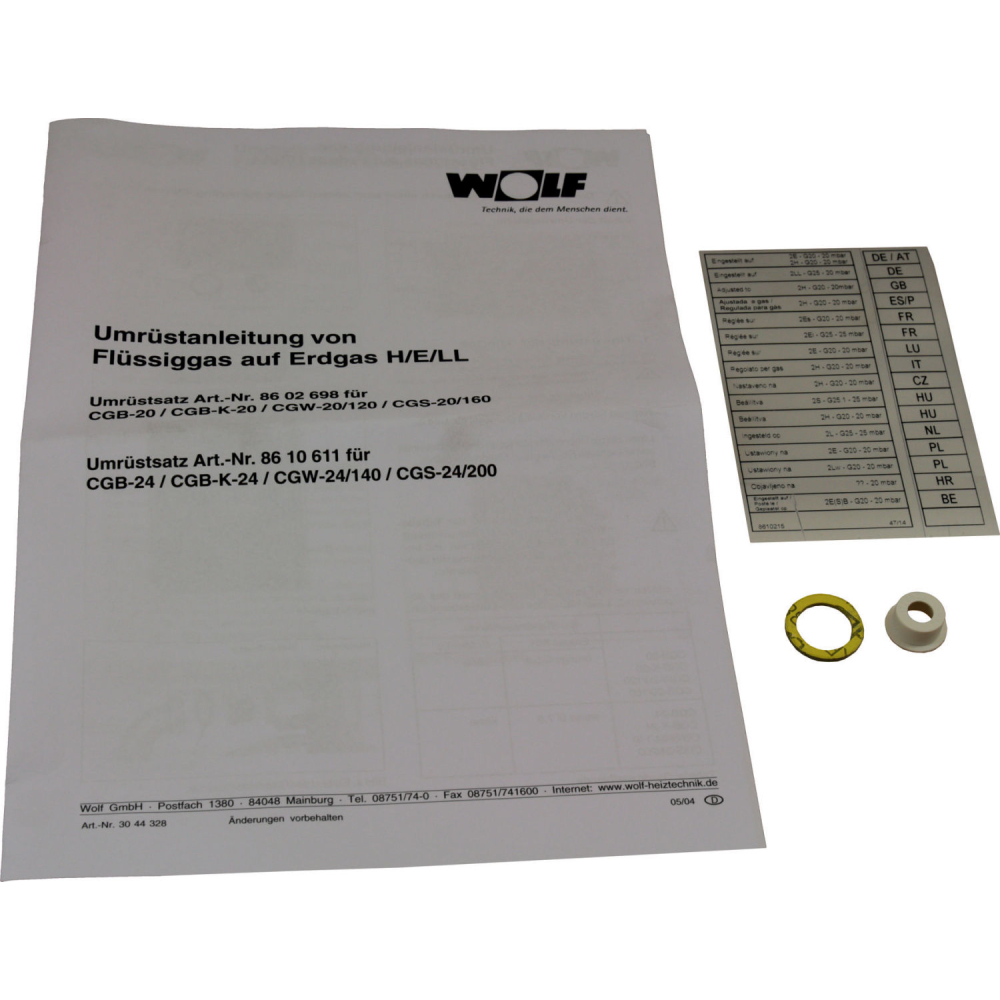 Wolf Umrüstsatz Flüssiggas - Erdgas und Erdgas E - LL, für CGB-(K)-24