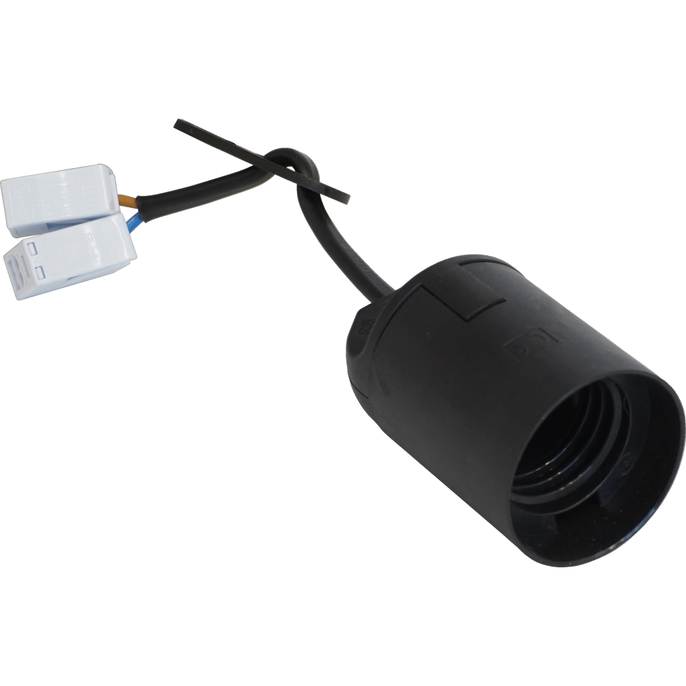 Renovierfassung E27 Thermoplast schwarz mit 2 Leuchtenanschussklemmen