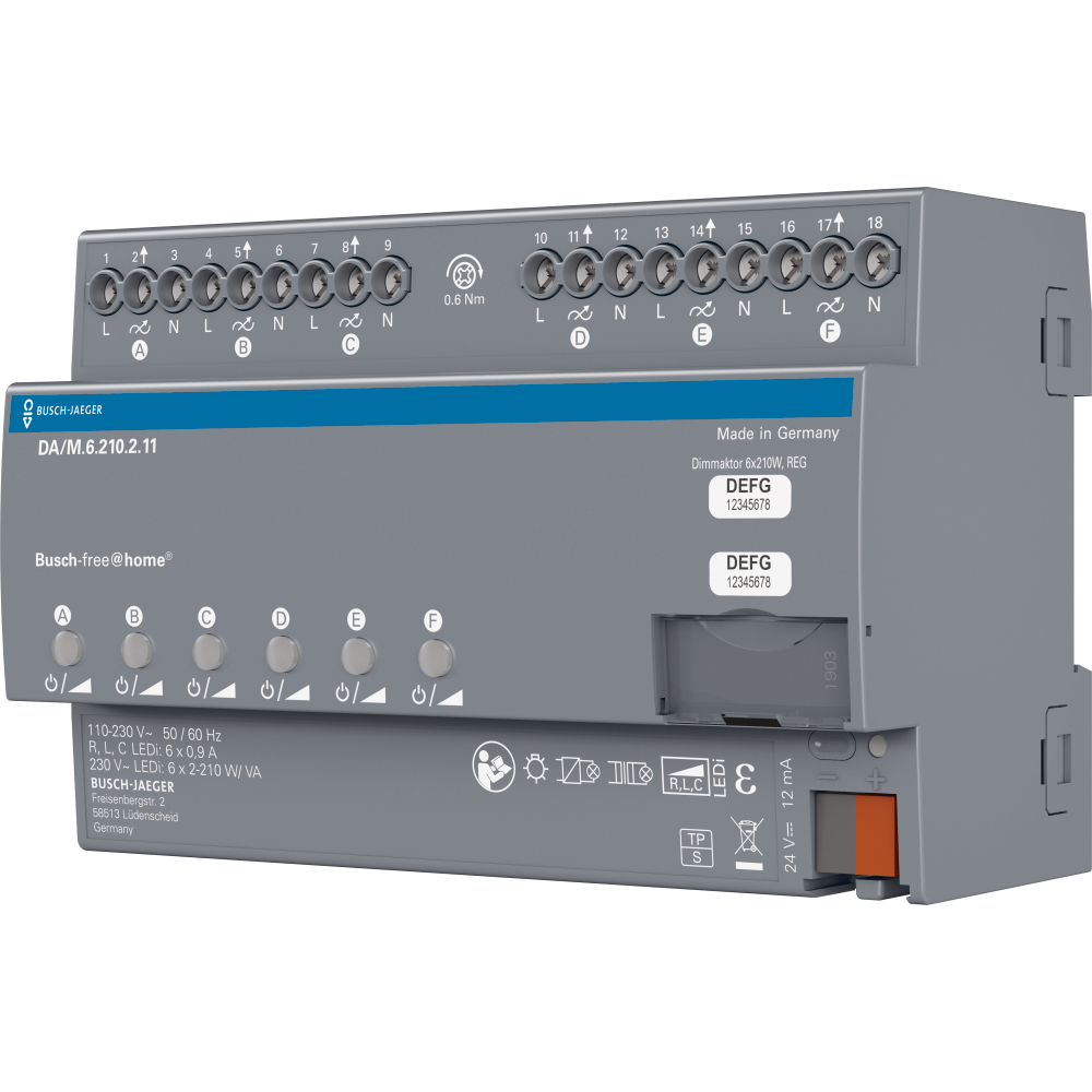 Dimmaktor 6-fach free@ home 6DA/M.6.210.2.11
