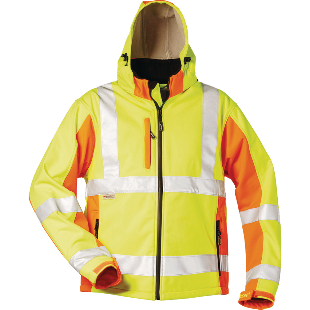 ELYSEE® Warnschutz-Softshelljacke JIM fluoreszierend gelb/orange Gr.L
