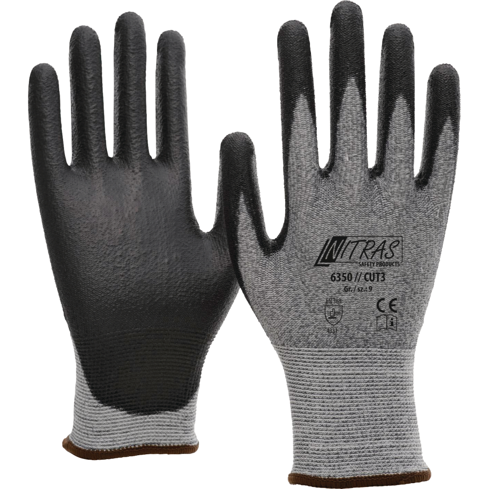 Nitras Schnittschutzhandschuh Nitras Cut 3 grau-schwarz Gr.XL