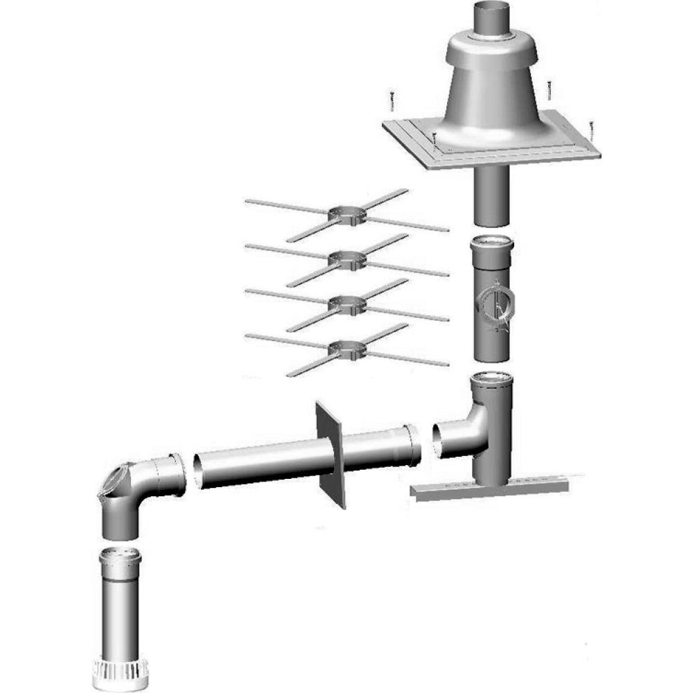 Wolf Anschluss-Set DN110 - B23 DN110 im Schacht, Abdeckung PP