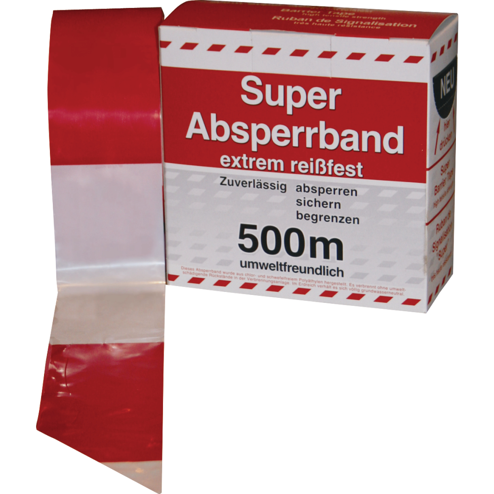 Absperrband 500 m-Rolle rot/weiß geblockt
