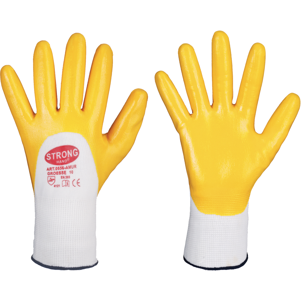 Stronghand® Nitril-Handschuh AMUR weiß/gelb Gr.10 EN 388