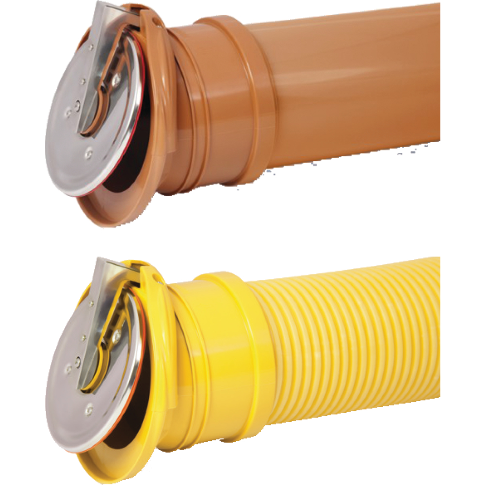 Rohrendklappe f.KG-Rohr DN110, mit Rückstauschutz