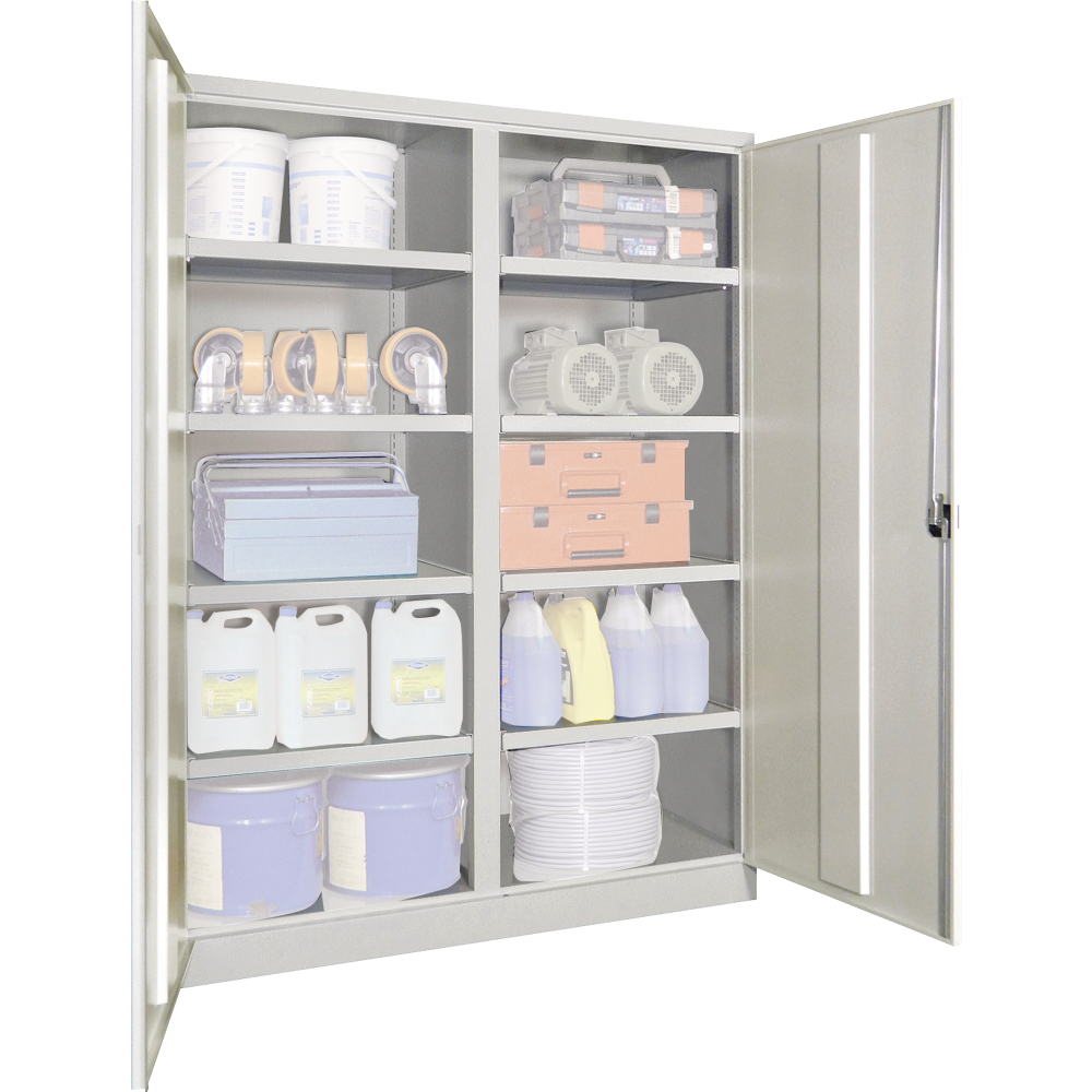 Schwerlastschrank 1950/630/1470 Jumbo, mit Trennwand 8 Böden