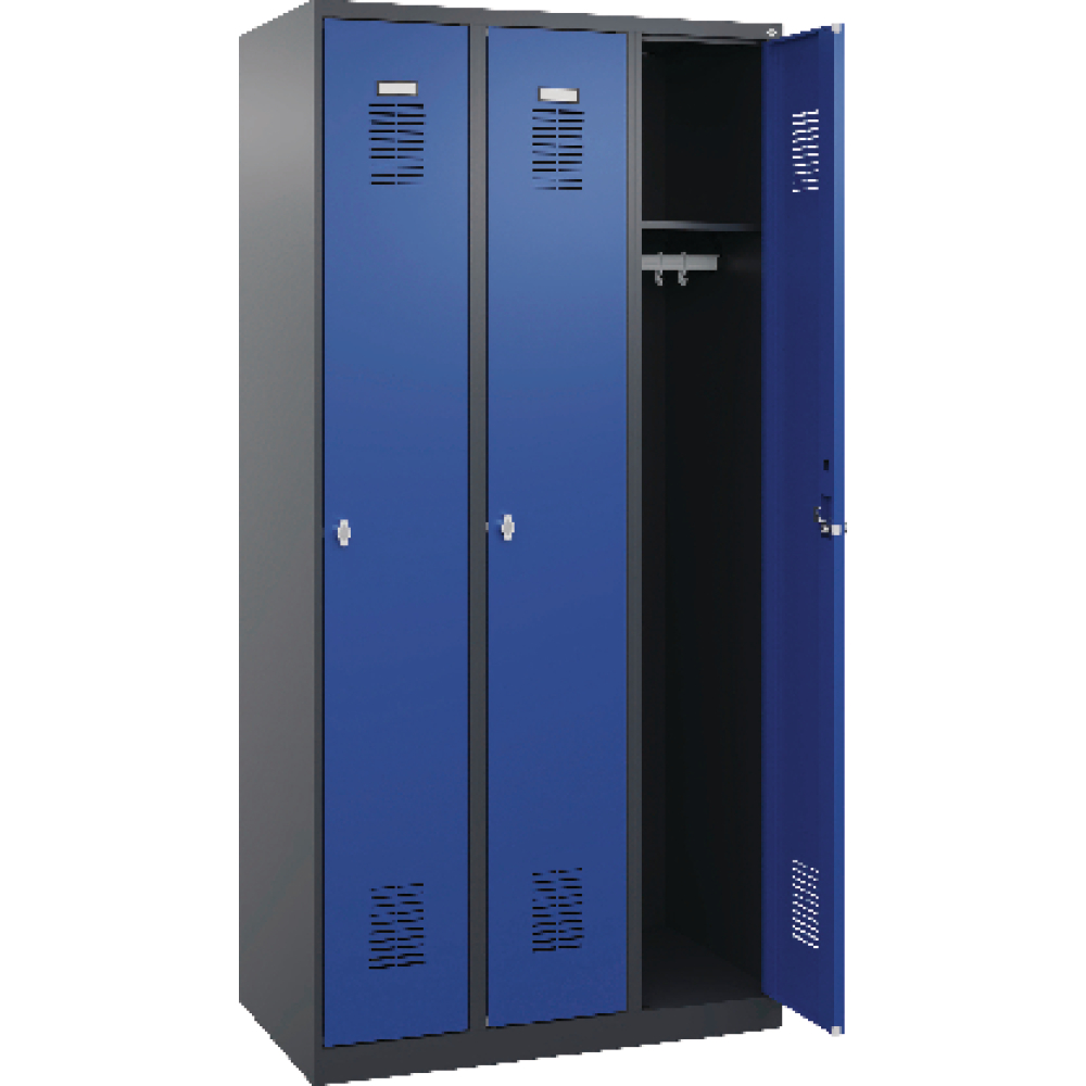 Garderobenschrank FORUM 3 Abteile RAL 7016/5010 Bodenstehend