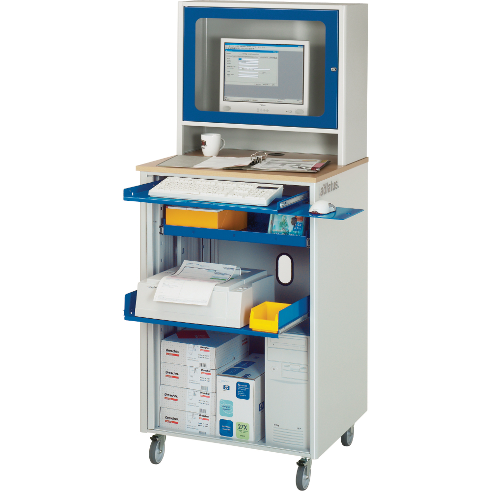 PC-Steharbeitsplatz mobil grau/blau
