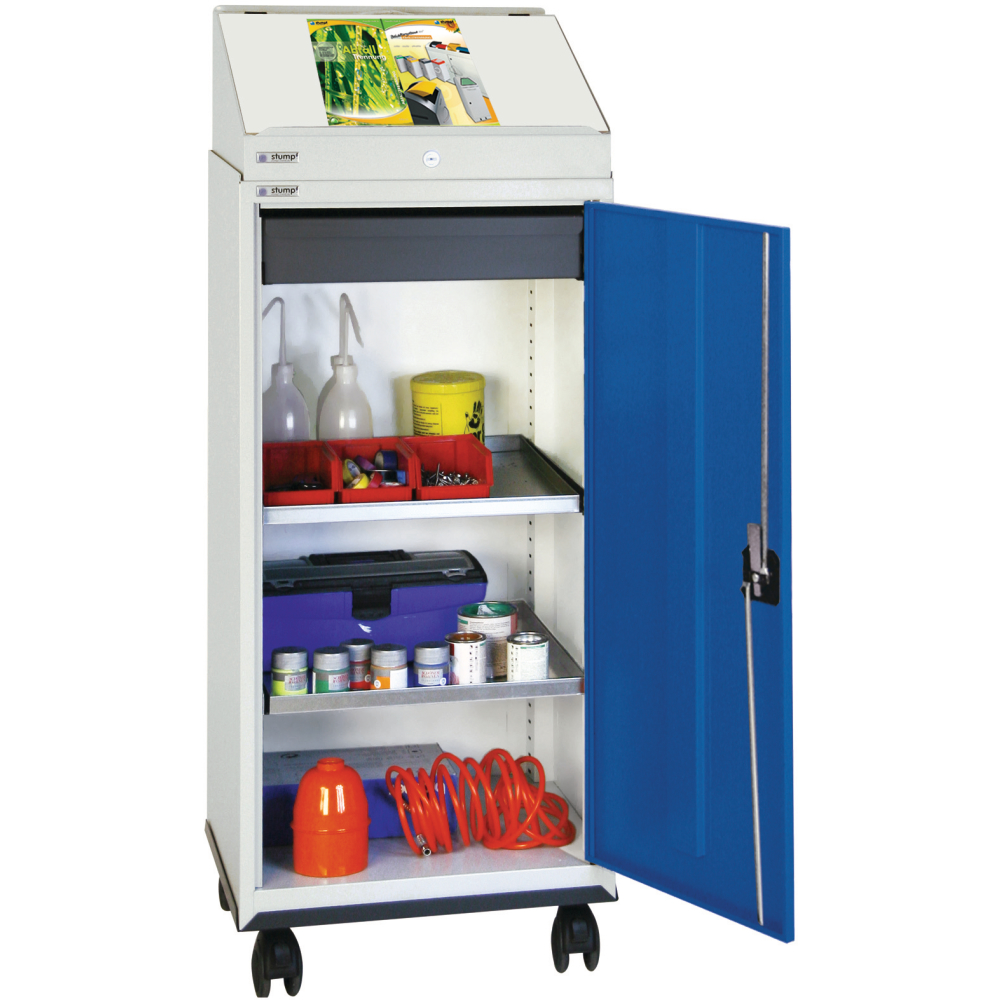 Schreibpultschrank Kombi 1310x500x500 mm grau/blau