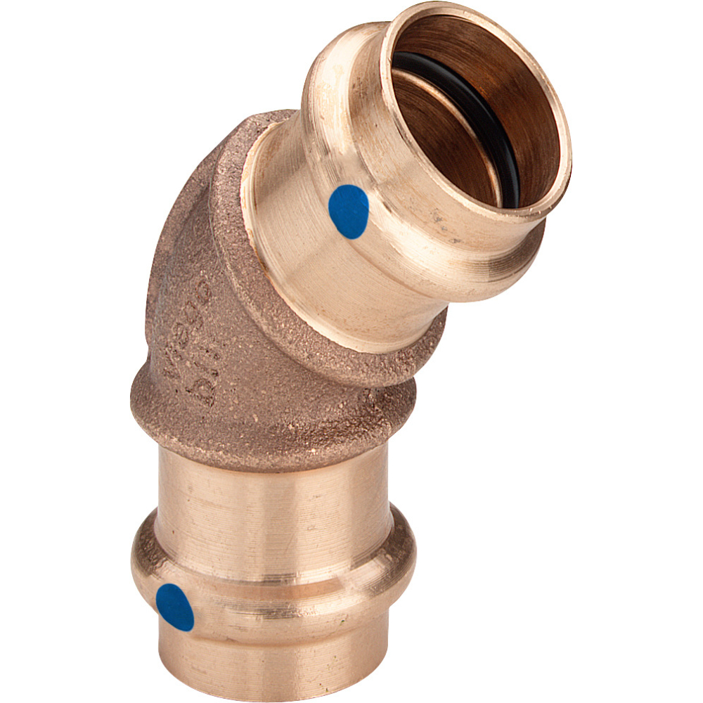 Viega Bogen Sanpress 2226LF 54mm, 45Grad, mit SC-Contur, Rotguss
