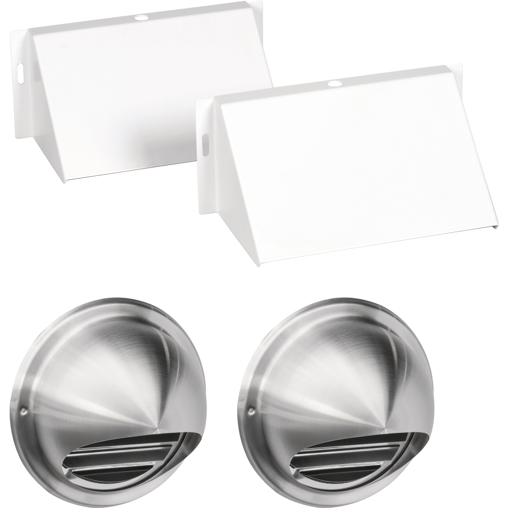 Regenschutzhauben-Set rund, Edelstahl KWT 180/240, für Lufteintritt/-austritt