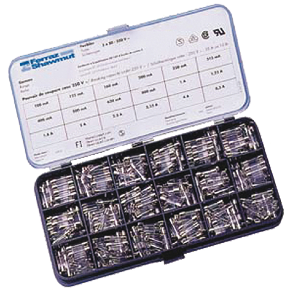 Sortimentskasten G-Feins. 5x20mm mitteltr. 0,1-6,3A