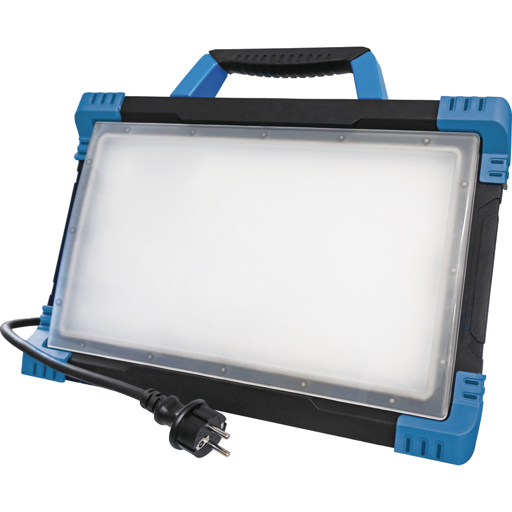 LED Arbeitsleuchte OPTILINE schwarz/blau 80W 9200lm 4000K 2 Steckdosen IP54