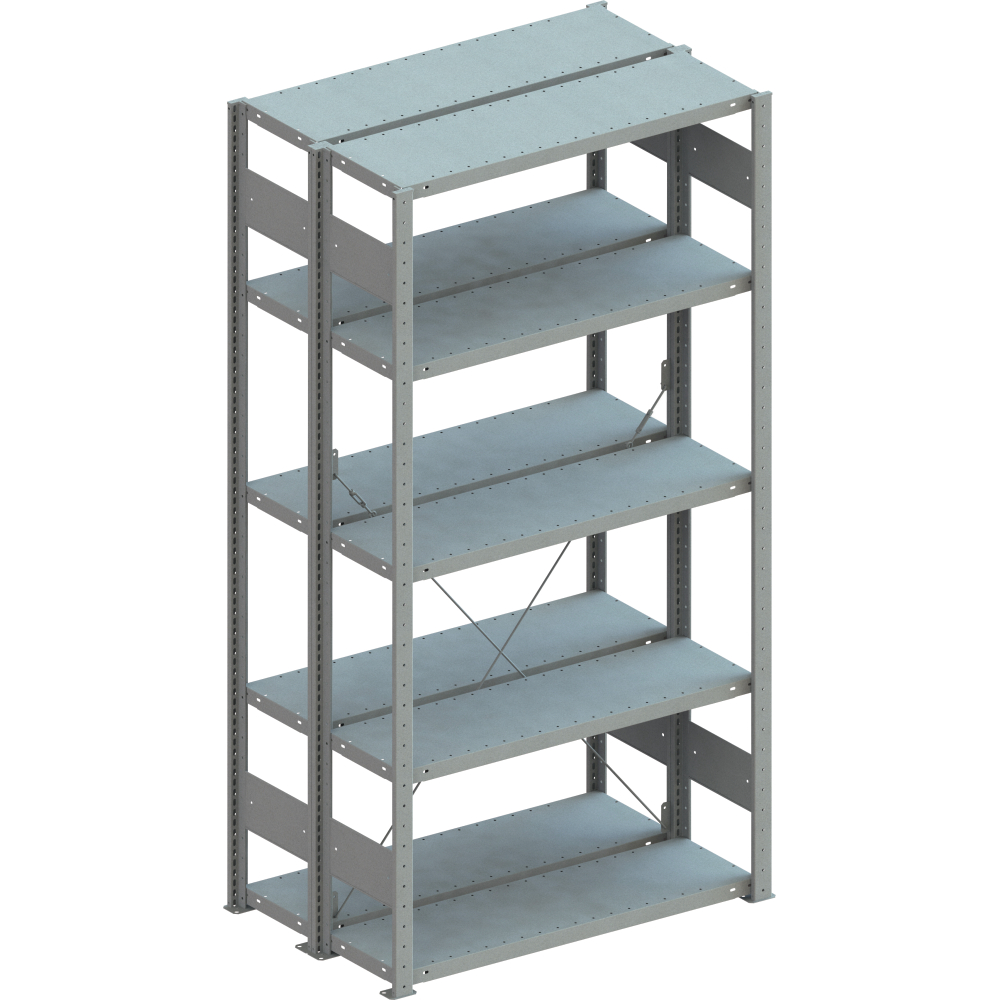 Doppel-Steckregal 230 GF H2500xB1000xT2x600mm grau