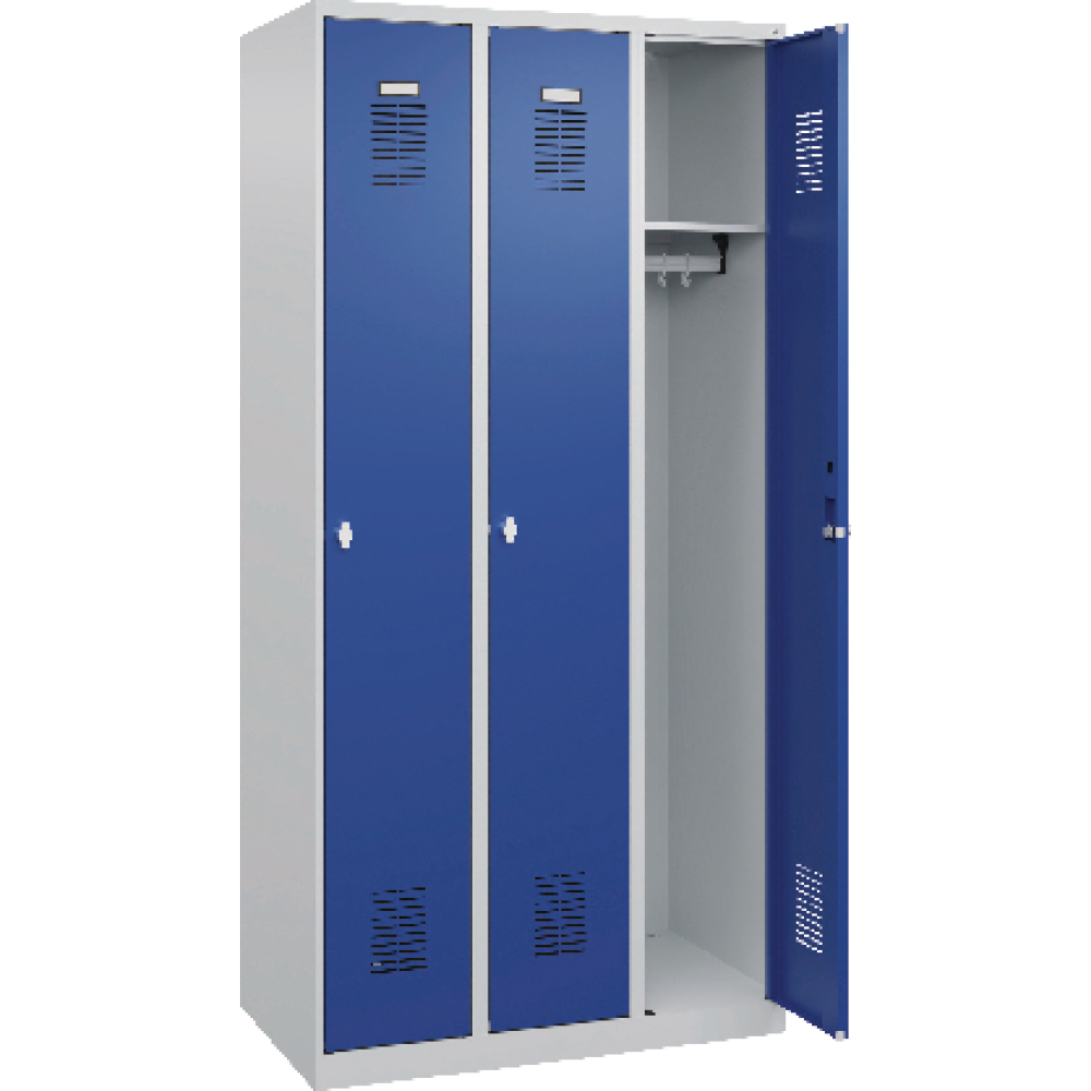 Garderobenschrank FORUM 3 Abteile RAL 7035/5010 Bodenstehend
