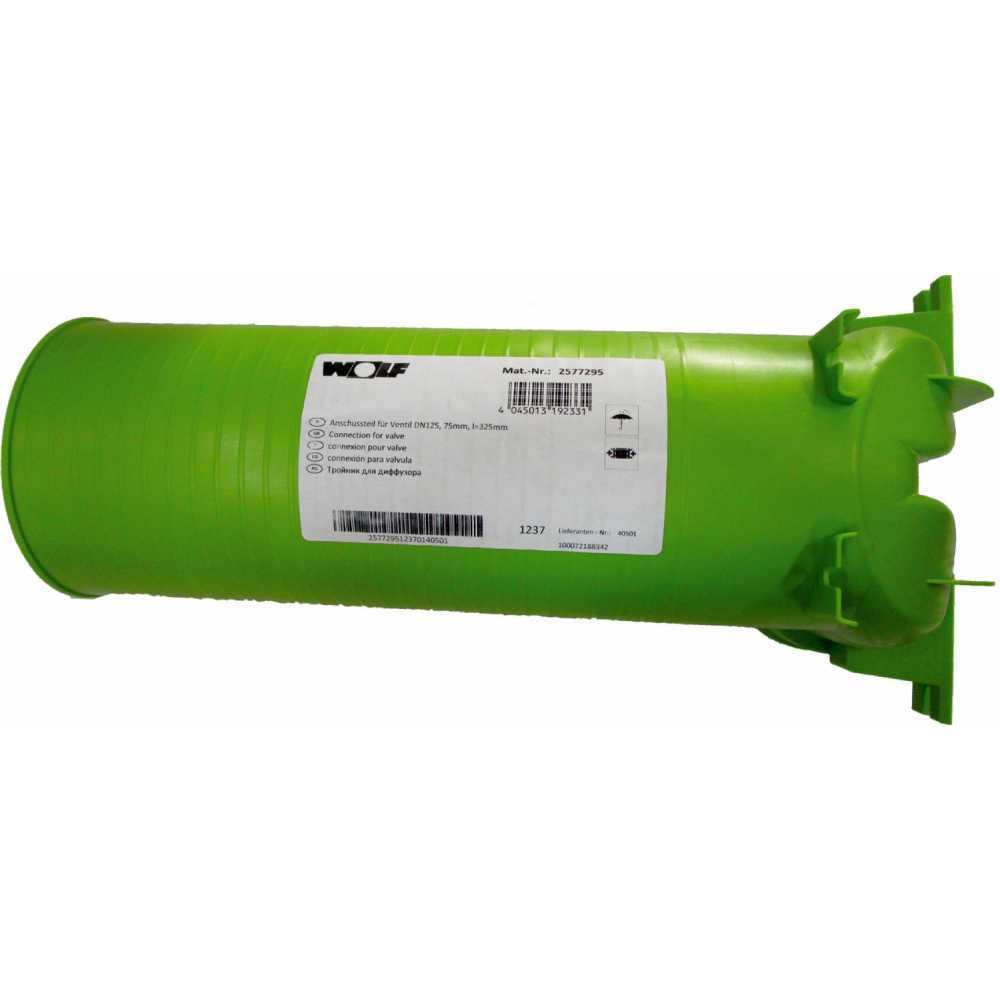 Wolf Anschlussteil für Schlauch DN90 Ventil DN125, 90Grad, L:325mm