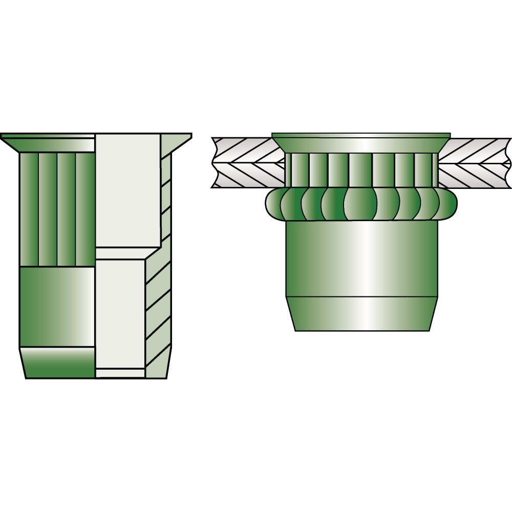 Blindnietmuttern Edelstahl A2, Senkkopf