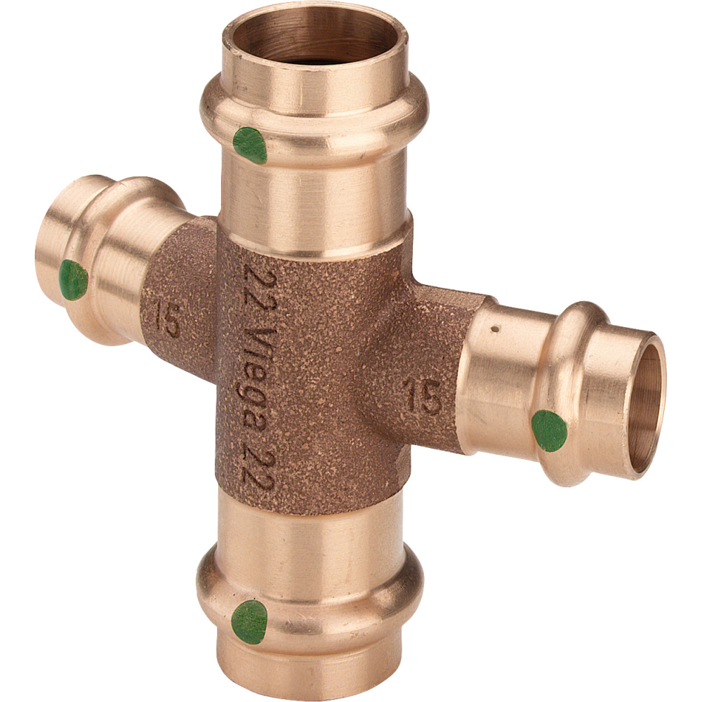Viega Kreuzstück mit SC Profipress Therm 2247 in 18x15mm Rotguss