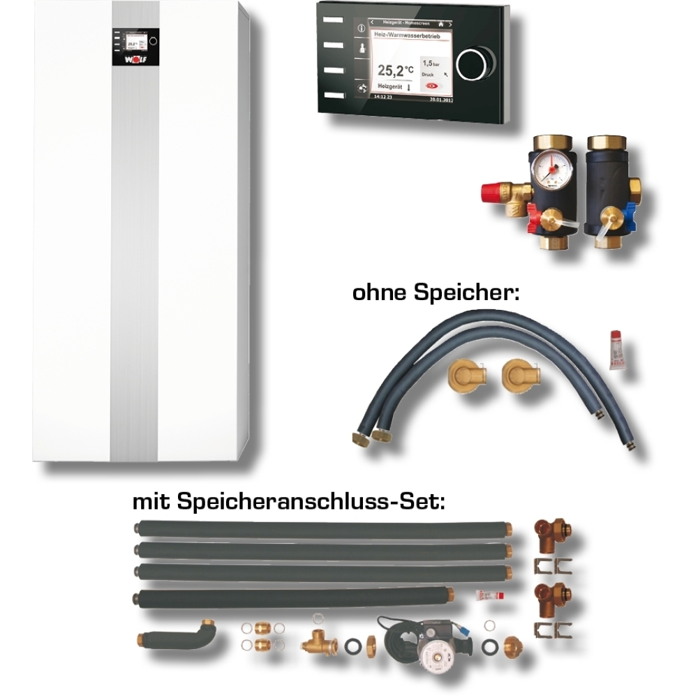 Wolf Paket Gasbrennwertkessel TGB-2-30 Ausführung Heizkreis, Speicher TS, BM-2