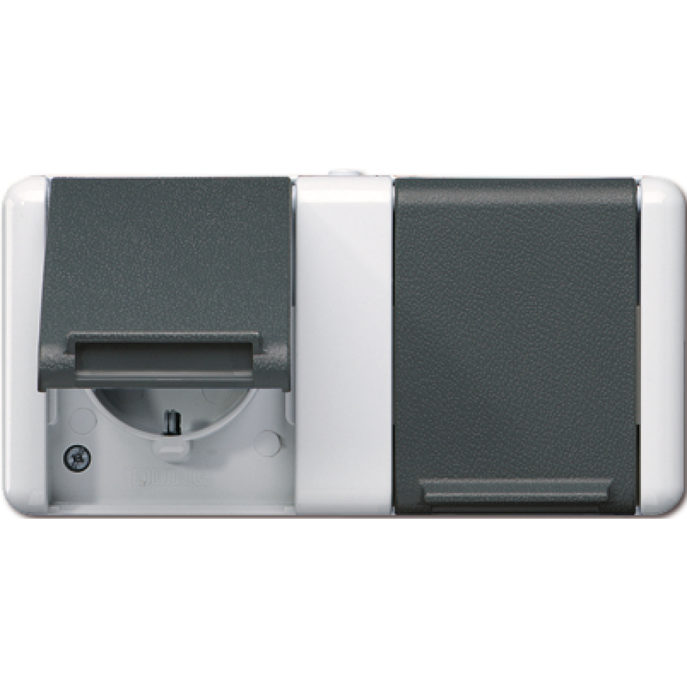 Schuko-Steckdose 2-fach waag. AP IP44 Jung 8220 W