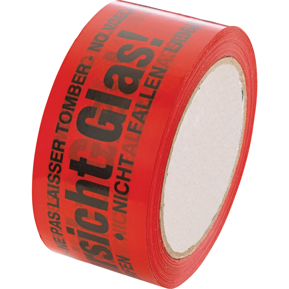 PVC-Klebeband 4-sprachig 66mx50mm Vorsicht Glas