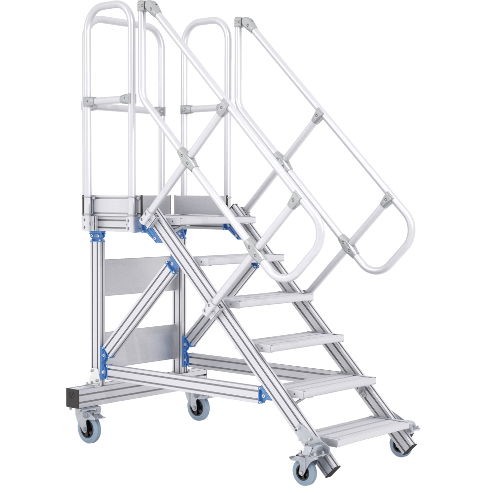 Plattformtreppe 45° 9 Stufen fahrbar H=1,93m