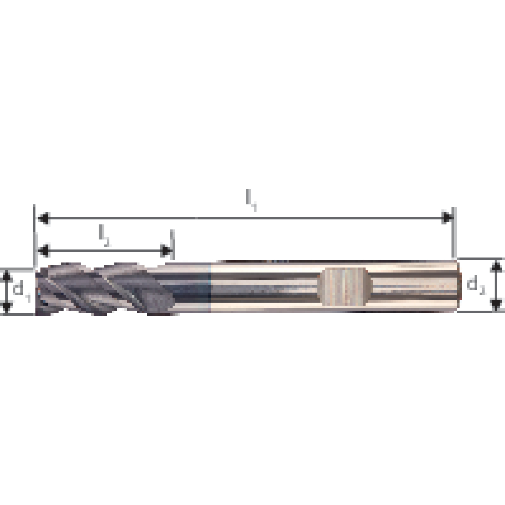 FORTIS Schaftfräser lang VHM AlTiN+ Z3 45Grad Schaft HB 5,0mm