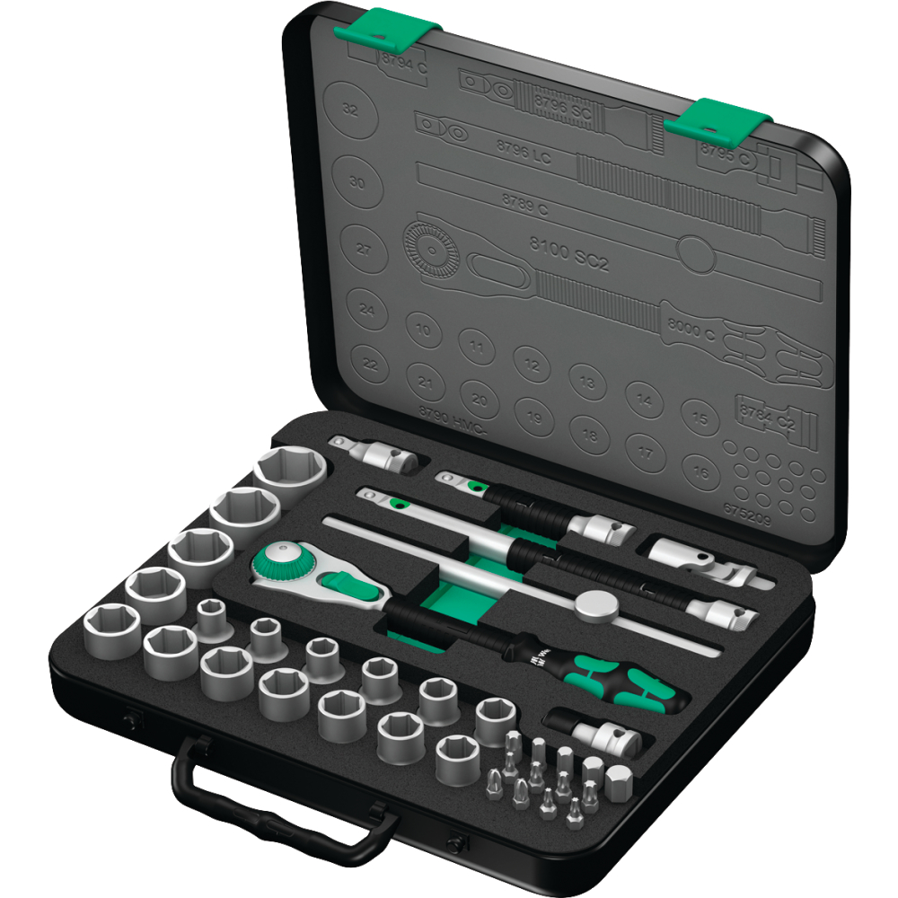 Wera Steckschlüssel-Garnitur 1/2", Zyklop Speed, Nr. 8100 SC 2 37-tlg.