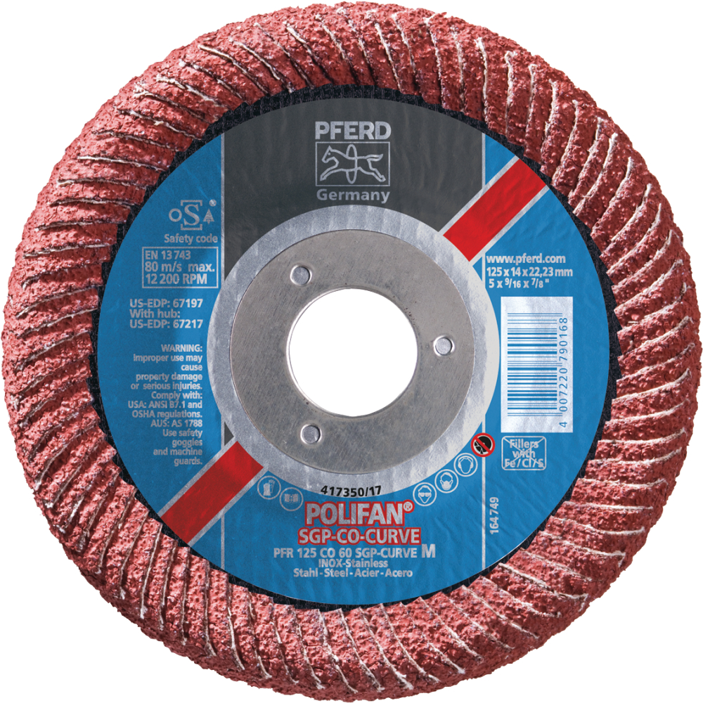 Pferd Fächerschleifscheibe POLIFAN CO SGP CURVE STEELOX L 125mm K60