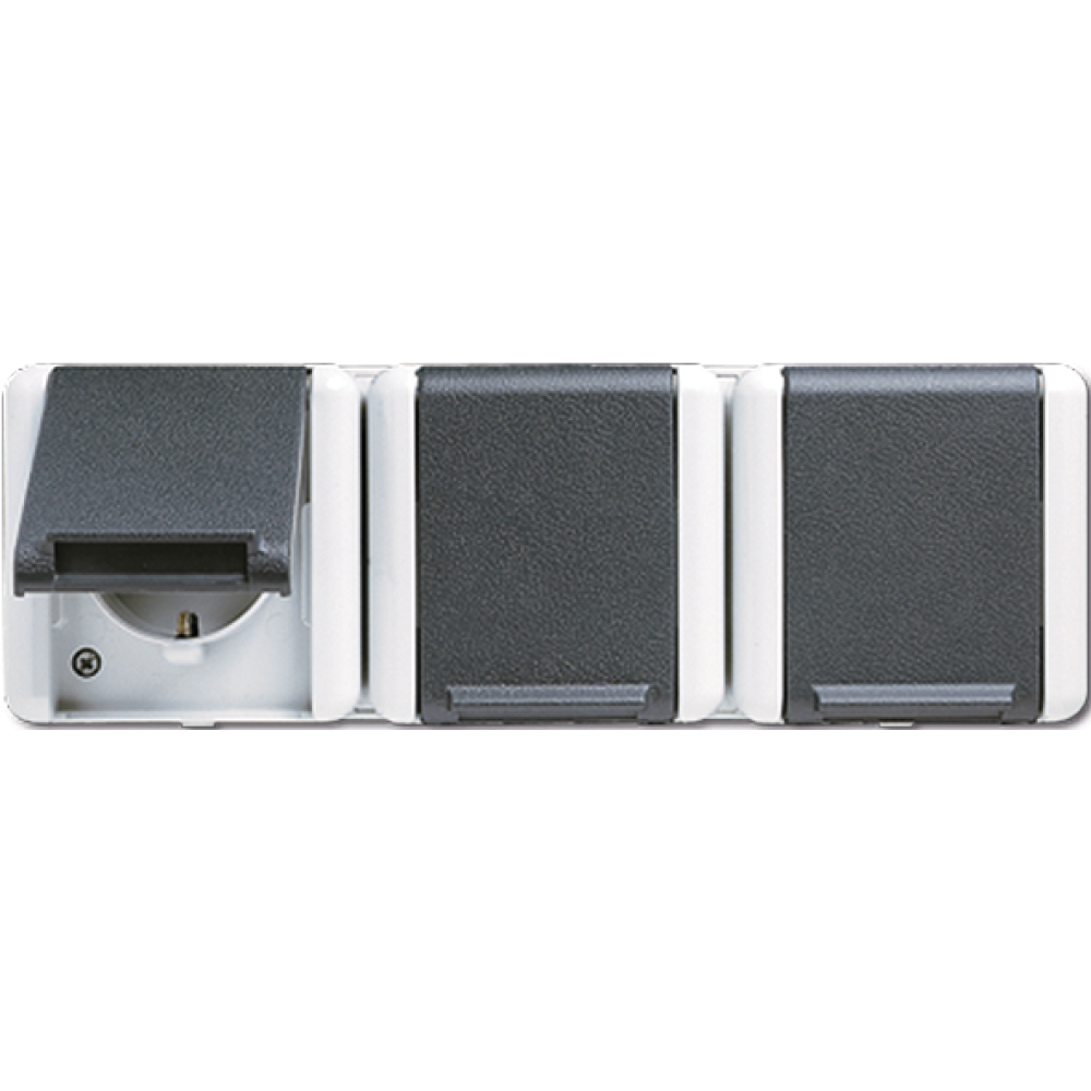 Schuko-Steckdose 3-fach waag. AP IP44 Jung 8230 W