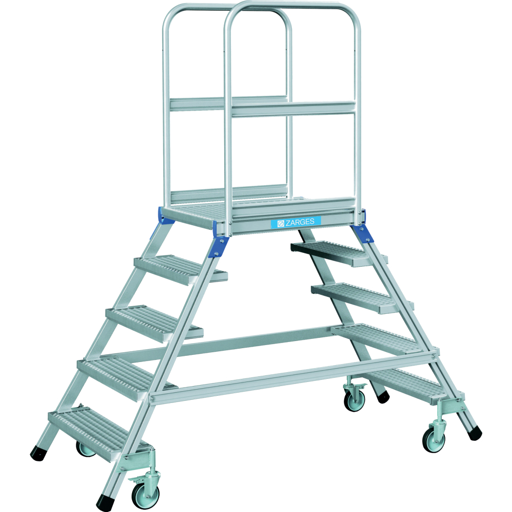 Podesttreppe beidseitig 4 Stufen/Gitter