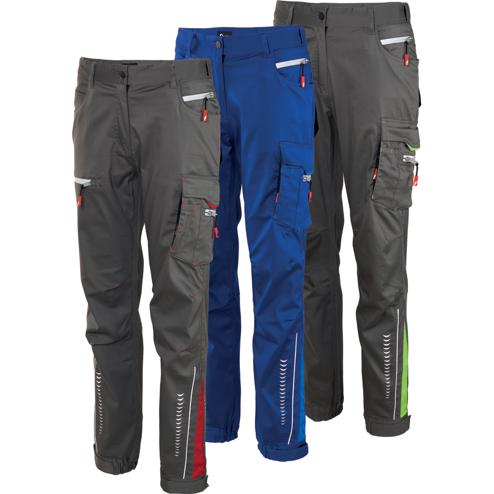 Fortis Damen-Cargohose Flex grau/schwarz/rot Größe 34