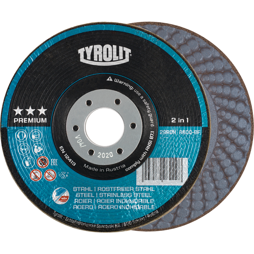 Tyrolit Schleifscheibe RONDELLER® für Stahl und Edelstahl 125mm A36Q