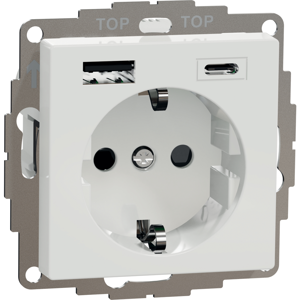 ELSO Steckdoseneinsatz m. erhöhtem BRS u. USB Typ A + C 3 A reinweiß ELG365354