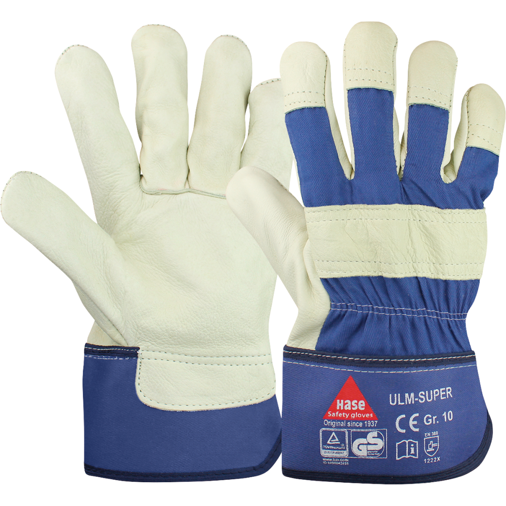 Hase Narbenleder-Arbeitshandschuh ULM SUPER natur-blau Gr.10