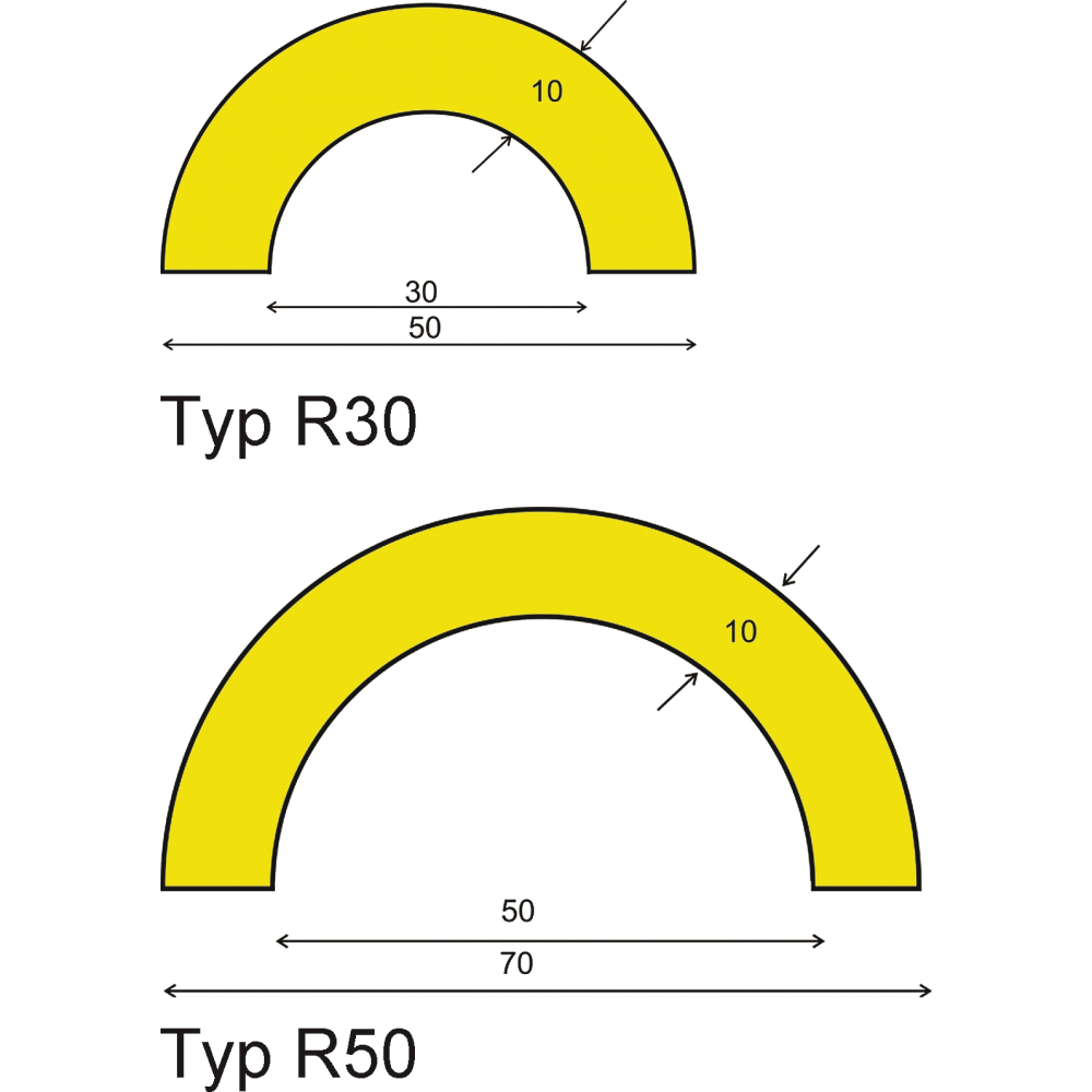 Rohrschutz Typ R30 5000mm gelb-schwarz selbstkl.